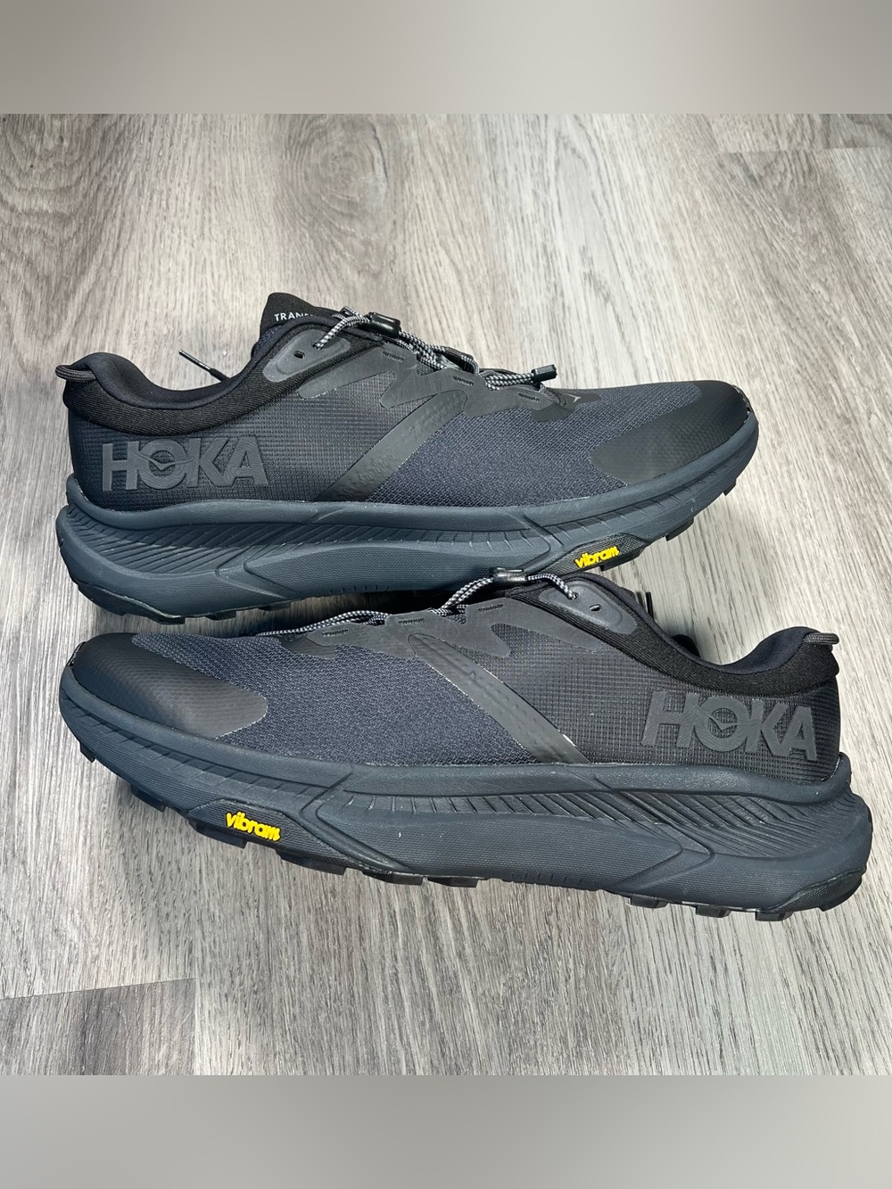 Hoka Transport 1123153-BBLC Mens 14 D Black Athletic Hiking Running Shoes Vibram
